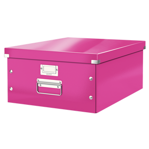 Leitz WOW Click & Store Large Storage Box.  With metal handles. Pink.