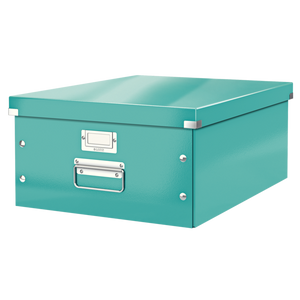 Leitz WOW Click & Store Large Storage Box.  With metal handles. Ice Blue.