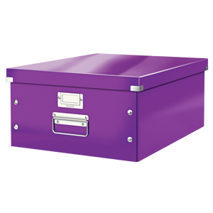 Leitz WOW Click & Store Large Storage Box.  With metal handles. Purple.