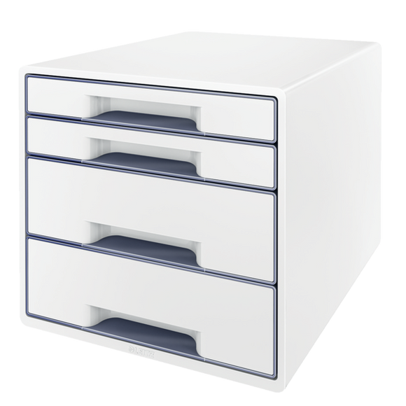 Leitz WOW CUBE Drawer Cabinet, 4 drawers (2 big and 2 small). A4 Maxi. White