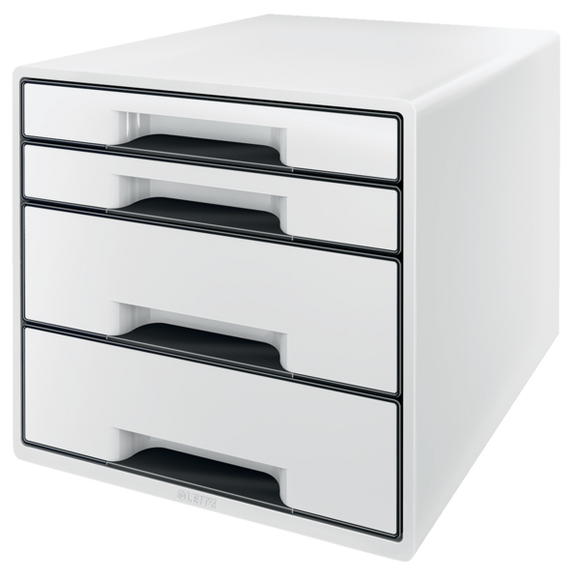Leitz CUBE WOW 4 drawer unit (2 big and 2 small). A4 Maxi White/black