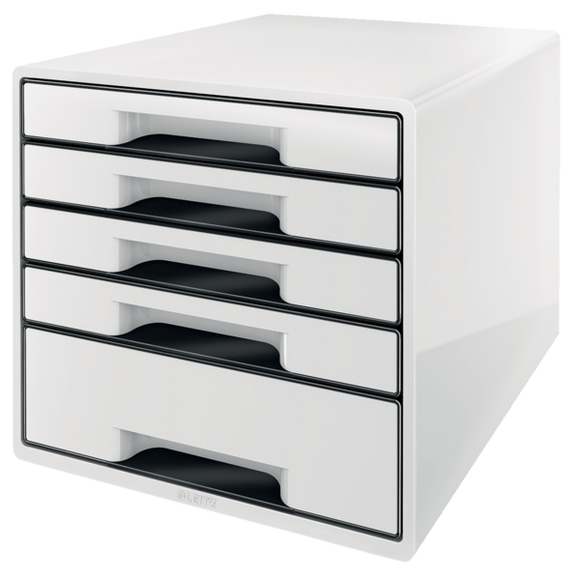 Leitz WOW CUBE Drawer Cabinet, 5 drawers, A4 maxi, White/Black