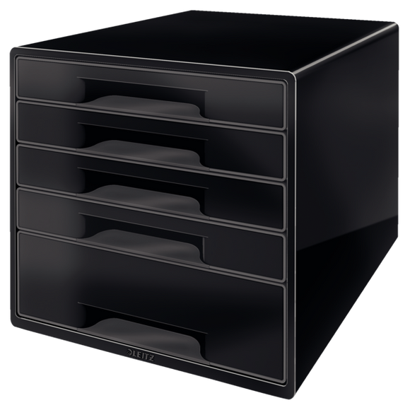 Leitz CUBE 5 drawer unit (1 big and 4 small). A4 Maxi. Black