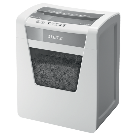 Leitz IQ Office Paper Shredder. 15 sheets. 23l bin. P4 cross cut. White