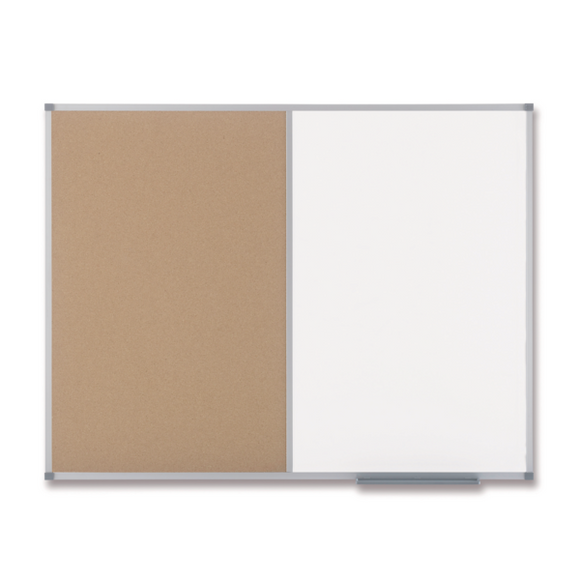 Nobo Classic Combination Board Drywipe and Cork with Aluminium Frame, W900xH600mm, White/Cork