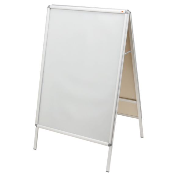 Nobo A0 A-Frame Pavement Display Board with Snap Frame, Aluminium Frame, Silver, Double Sided
