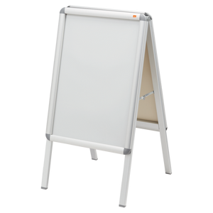 Nobo A2 A-Frame Pavement Display Board with Snap Frame, Aluminium Frame, Silver, Double Sided