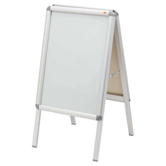 Nobo A2 A-Frame Pavement Display Board with Snap Frame, Aluminium Frame, Silver, Double Sided