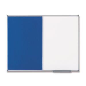 Nobo Classic Combination Board Drywipe and Felt with Aluminium Frame 1200x900 mm (White/Blue)