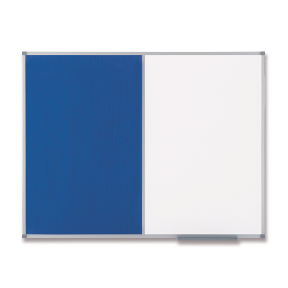 Nobo Classic Combination Board Drywipe and Felt with Aluminium Frame 1200x900 mm (White/Blue)