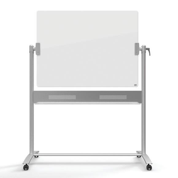 Nobo Glass Revolving Mobile Whiteboard Inc. Marker and Magnets, White, 1200 x 900mm, Double Sided Magnetic Glass