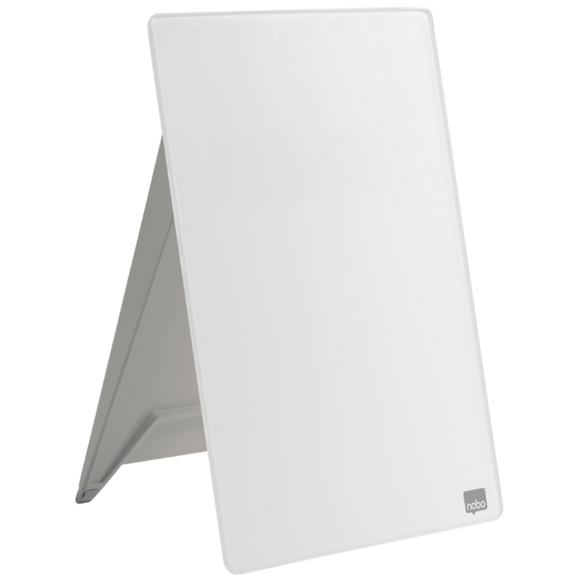 Nobo Glass Desktop Dry Wipe Easel, White, Clipboard