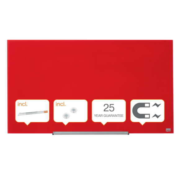 Nobo Impression Pro Glass Magnetic Whiteboard 1000x560mm Red