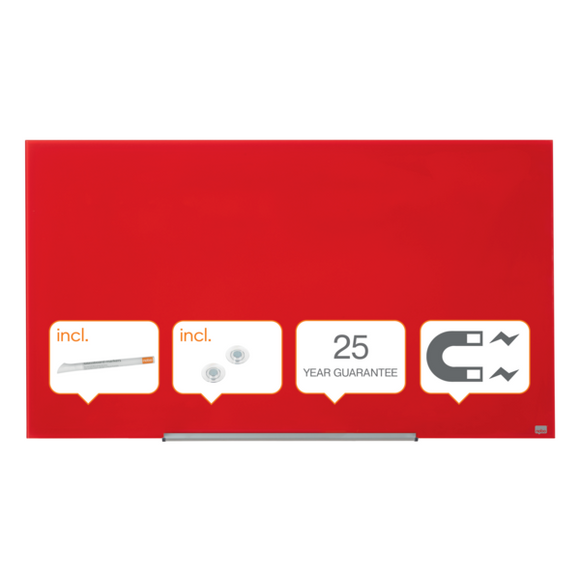 Nobo Impression Pro Glass Magnetic Whiteboard 1260x710mm Red