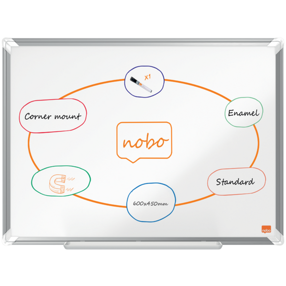 Nobo Premium Plus Enamel Magnetic Whiteboard 600x450mm