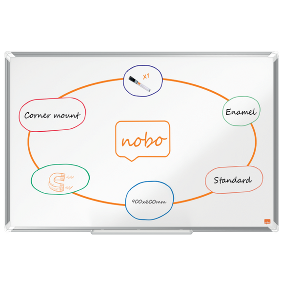 Nobo Premium Plus Enamel Magnetic Whiteboard 900x600mm