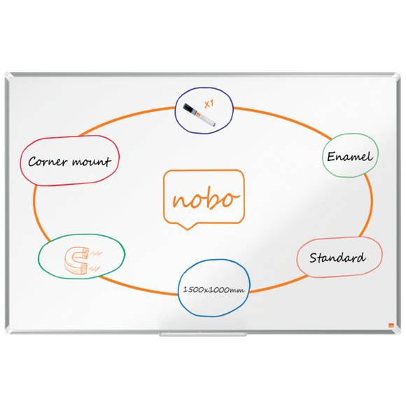 Nobo Premium Plus Enamel Magnetic Whiteboard 1500x1000mm