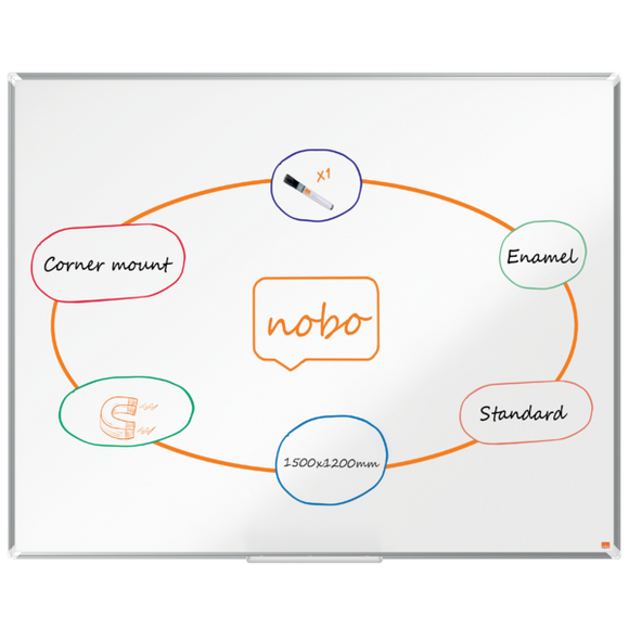 Nobo Premium Plus Enamel Magnetic Whiteboard 1500x1200mm