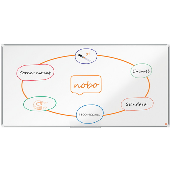 Nobo Premium Plus Enamel Magnetic Whiteboard 1800x900mm