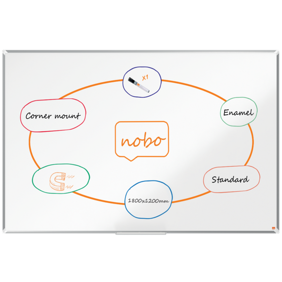 Nobo Premium Plus Enamel Magnetic Whiteboard 1800x1200mm