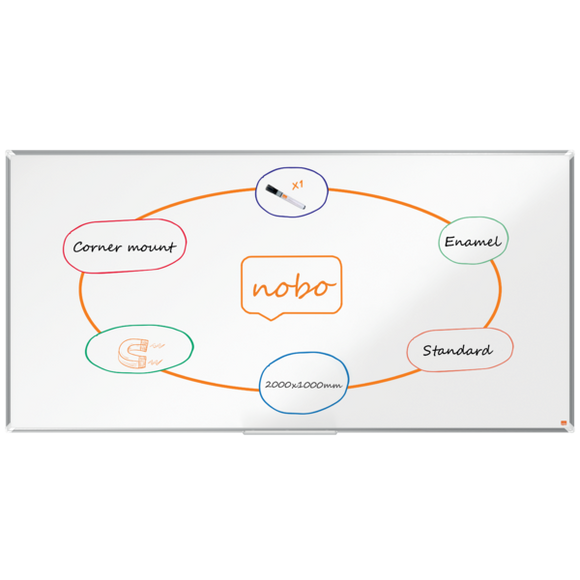 Nobo Premium Plus Enamel Magnetic Whiteboard 2000x1000mm