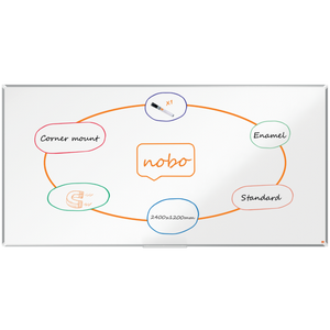 Nobo Premium Plus Enamel Magnetic Whiteboard 2400x1200mm