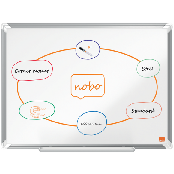 Nobo Premium Plus Steel Magnetic Whiteboard 600x450mm