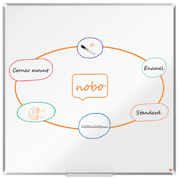 Nobo Premium Plus Steel Magnetic Whiteboard 1200x1200mm