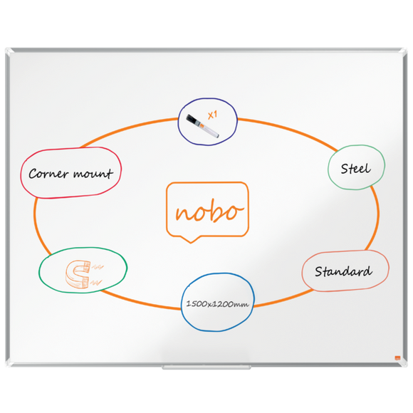 Nobo Premium Plus Steel Magnetic Whiteboard 1500x1200mm
