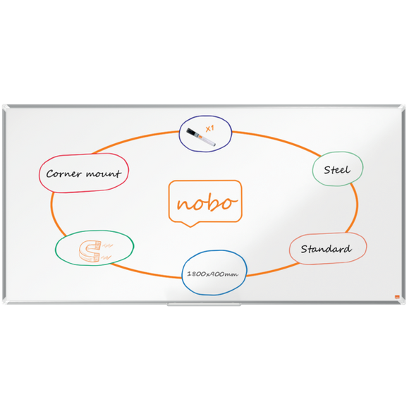 Nobo Premium Plus Steel Magnetic Whiteboard 1800x900mm