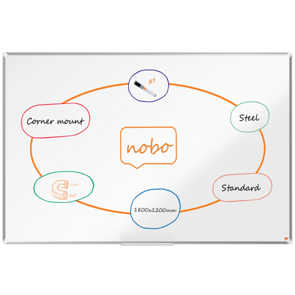 Nobo Premium Plus Steel Magnetic Whiteboard 1800x1200mm