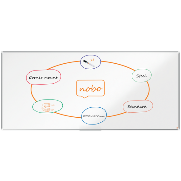 Nobo Premium Plus Steel Magnetic Whiteboard 2700x1200mm