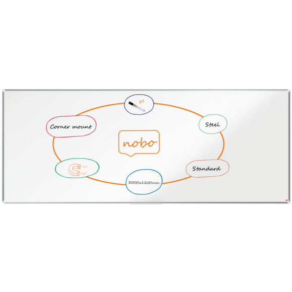 Nobo Premium Plus Steel Magnetic Whiteboard 3000x1200mm