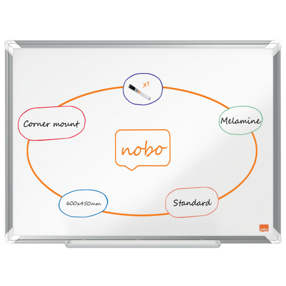 Nobo Premium Plus Melamine Whiteboard 600x450mm