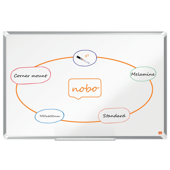 Nobo Premium Plus Melamine Whiteboard 900x600mm