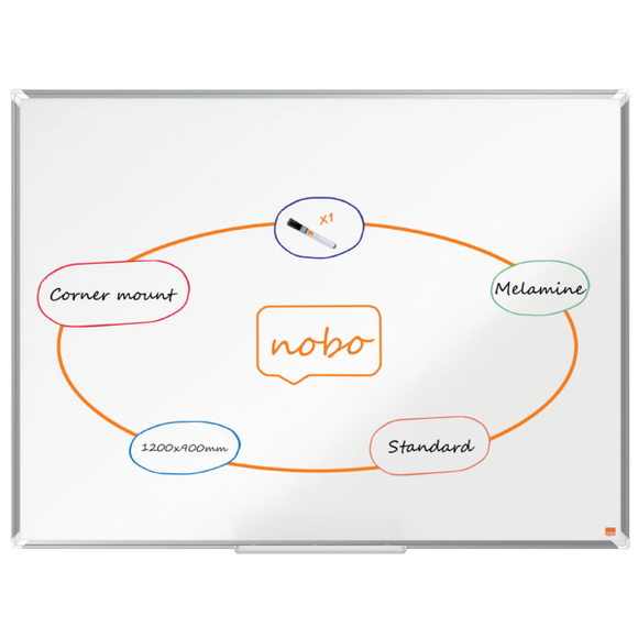 Nobo Premium Plus Melamine Whiteboard 1200x900mm