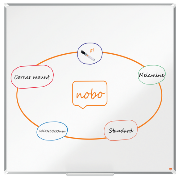 Nobo Premium Plus Melamine Whiteboard 1200x1200mm