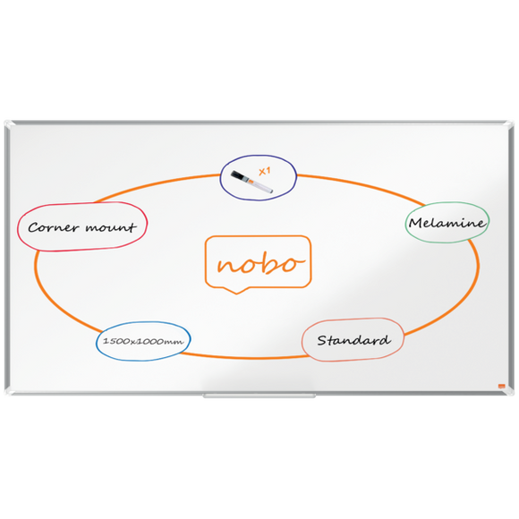 Nobo Premium Plus Melamine Whiteboard 1500x1000mm