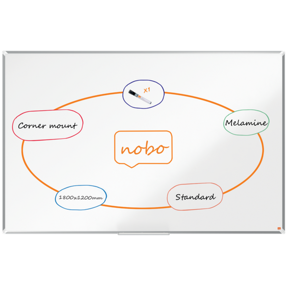 Nobo Premium Plus Melamine Whiteboard 1800x1200mm