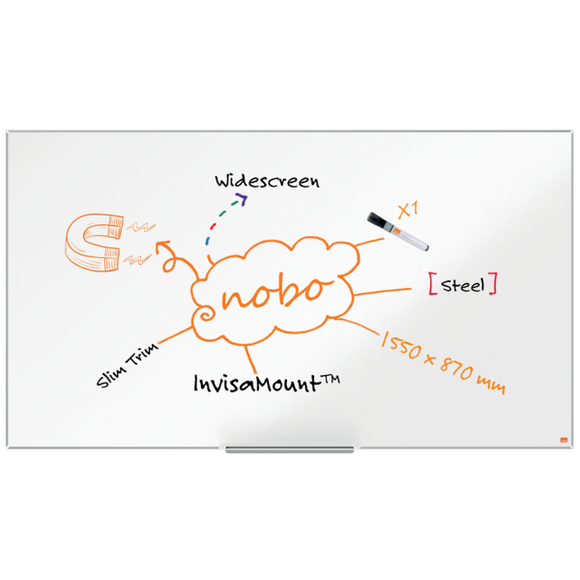 Nobo Impression Pro Widescreen Nano Clean™ Magnetic Whiteboard 1550x870mm