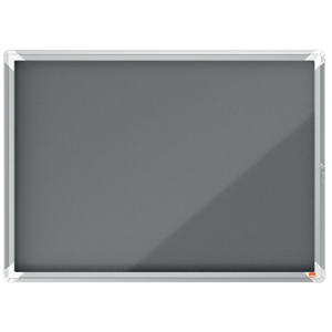 Nobo Premium Plus Felt Lockable Notice Board 8xA4 Grey Hinged