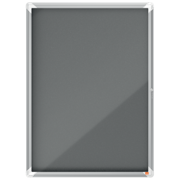 Nobo Premium Plus Felt Lockable Notice Board 9xA4 Grey Hinged