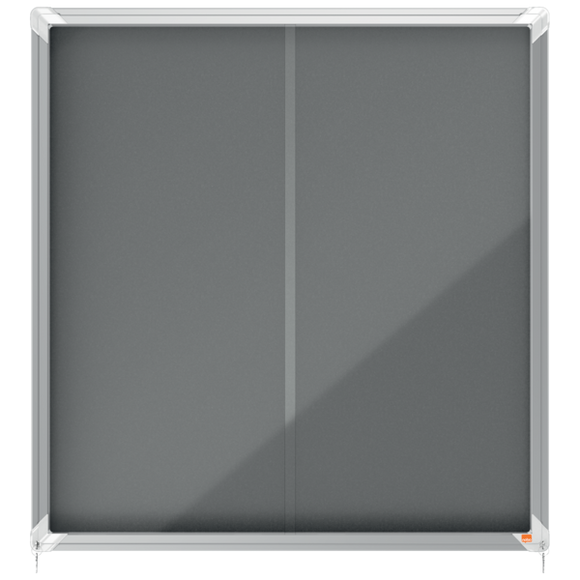 Nobo Premium Plus Felt Lockable Notice Board 12xA4 Grey Sliding