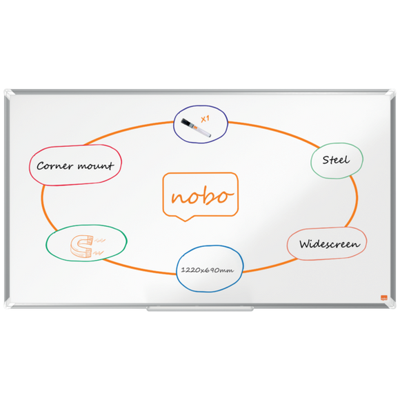 Nobo Premium Plus Widescreen Steel Magnetic Whiteboard 1220x690mm