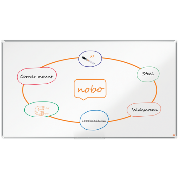 Nobo Premium Plus Widescreen Steel Magnetic Whiteboard 1880x1060mm