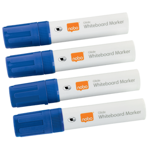 Nobo Glide Whiteboard Pens Large Chisel Tip 4 Pack Blue