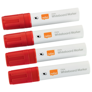 Nobo Glide Whiteboard Pens Large Chisel Tip 4 Pack Red