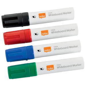 Nobo Glide Whiteboard Pens Large Chisel Tip 4 Pack Assorted