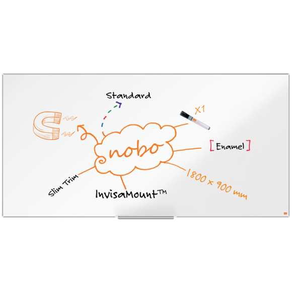 Nobo Impression Pro Enamel Magnetic Whiteboard 1800x900mm White