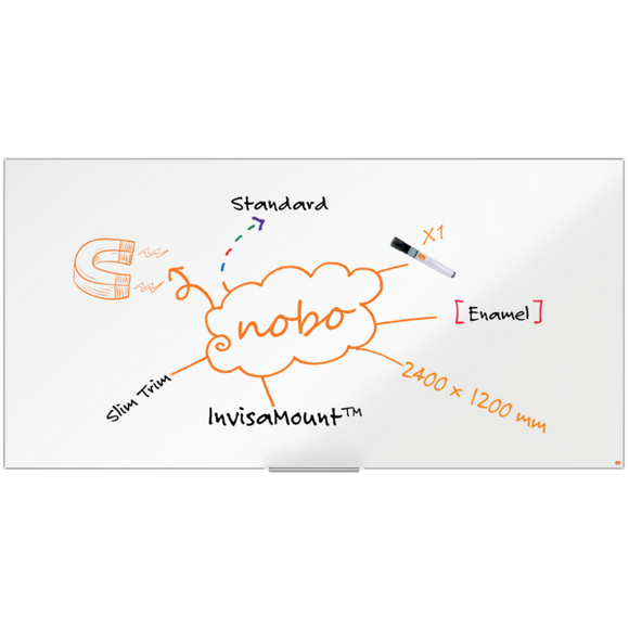 Nobo Impression Pro Enamel Magnetic Whiteboard 2400x1200mm